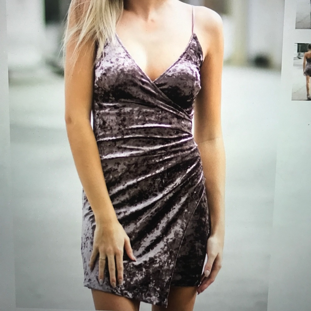 Brand new without tags purple velvet wrap dress